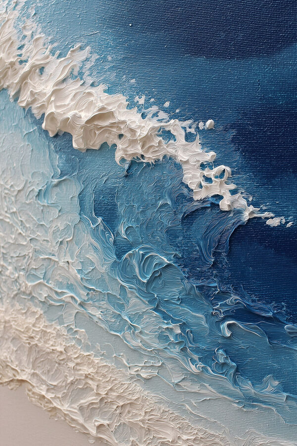 Waves dancing on textured canvas