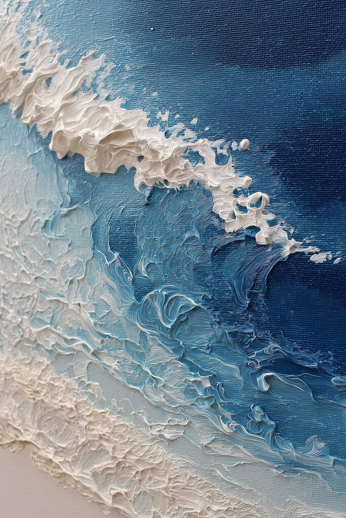 Waves dancing on textured canvas