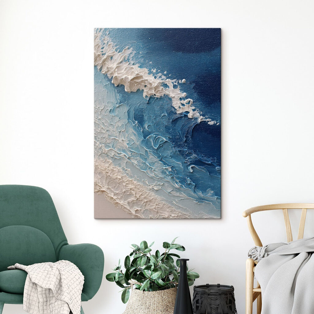Waves dancing on textured canvas