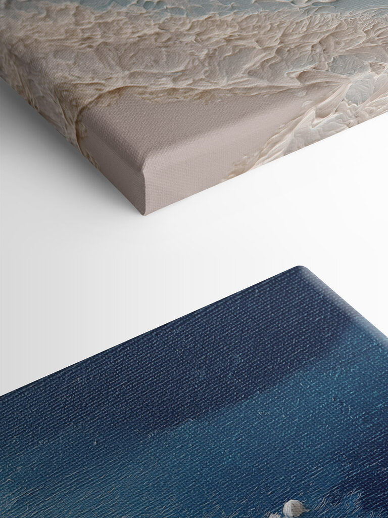 Waves dancing on textured canvas