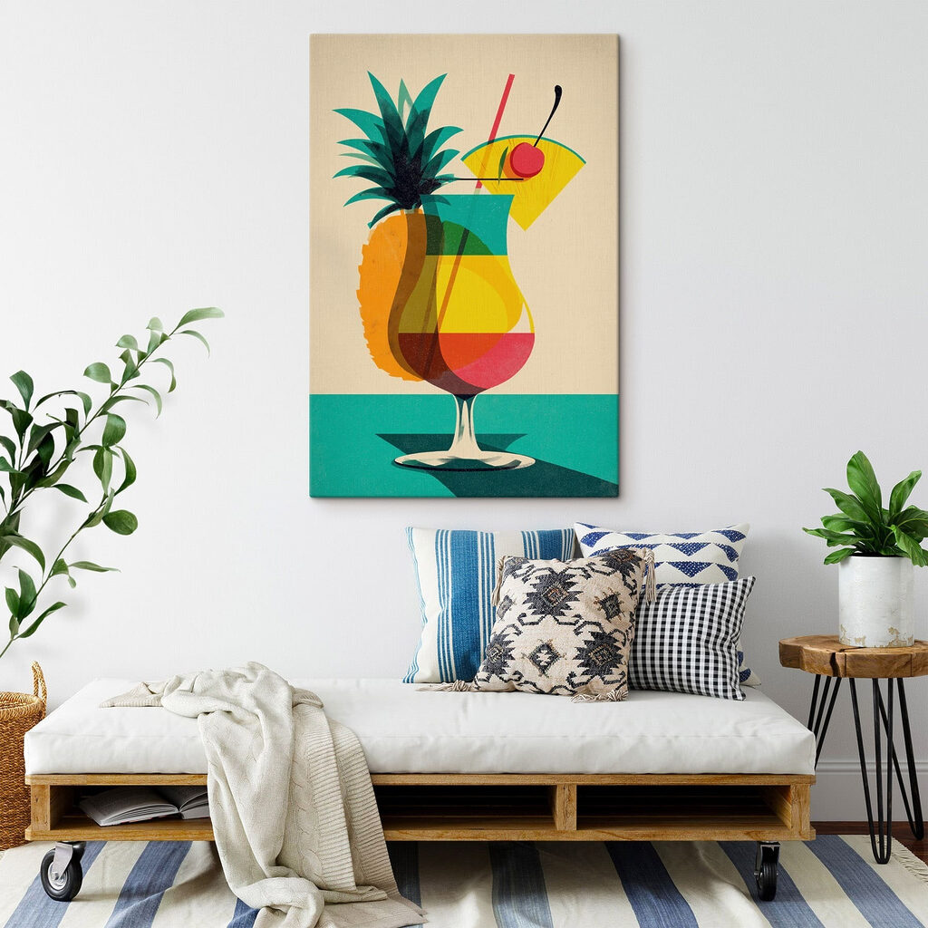 Colorful cocktail with a pineapple and a straw Colorful cocktail with a pineapple and a straw