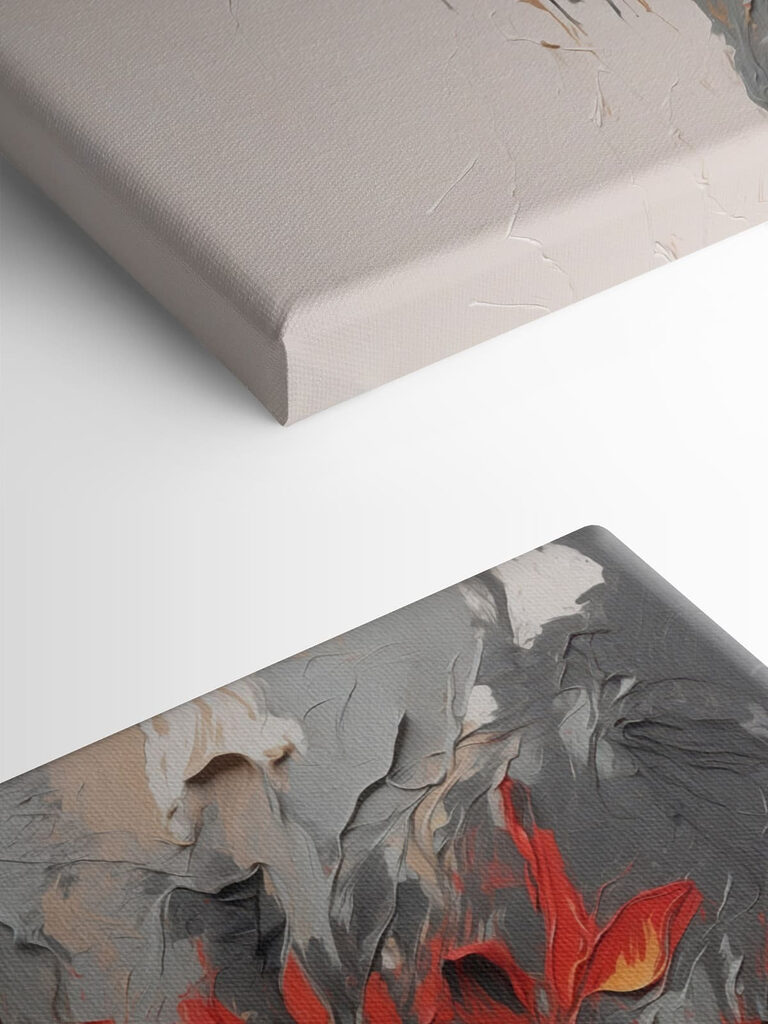 Painting of flowers on a white surface Painting of flowers on a white surface