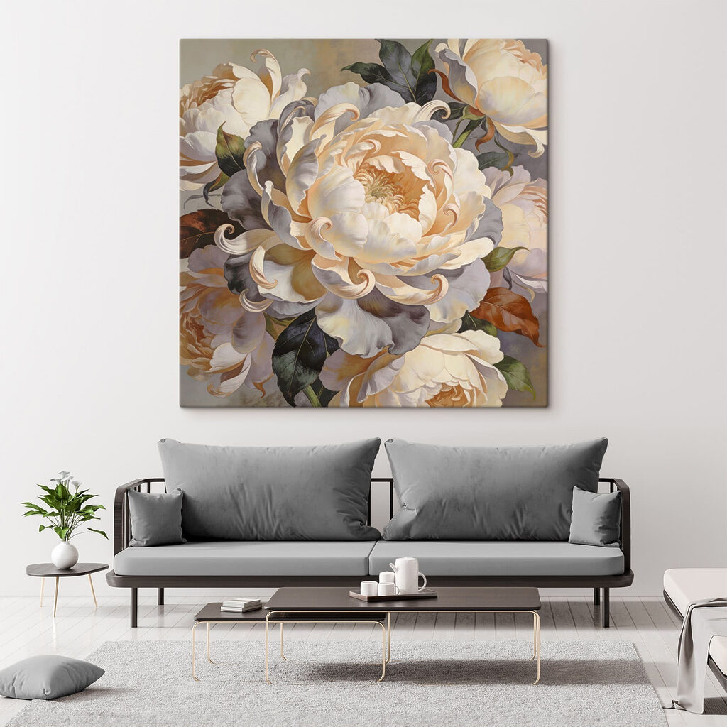 Painting of flowers with leaves Painting of flowers with leaves