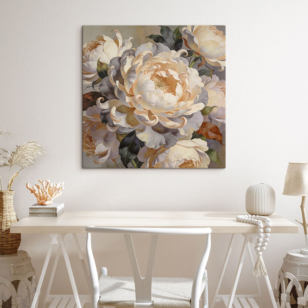 Painting of flowers with leaves Painting of flowers with leaves