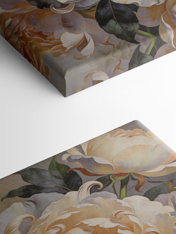 Painting of flowers with leaves Painting of flowers with leaves