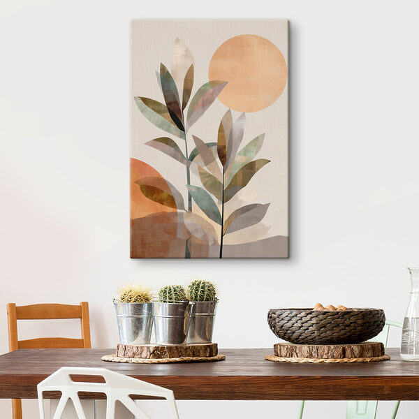 Painting of leaves and sun