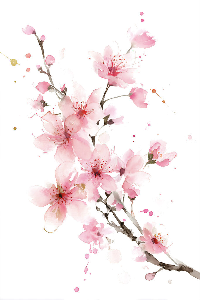 Watercolor of pink flowers