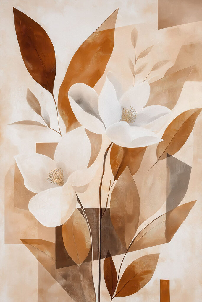 Painting of flowers and leaves Painting of flowers and leaves