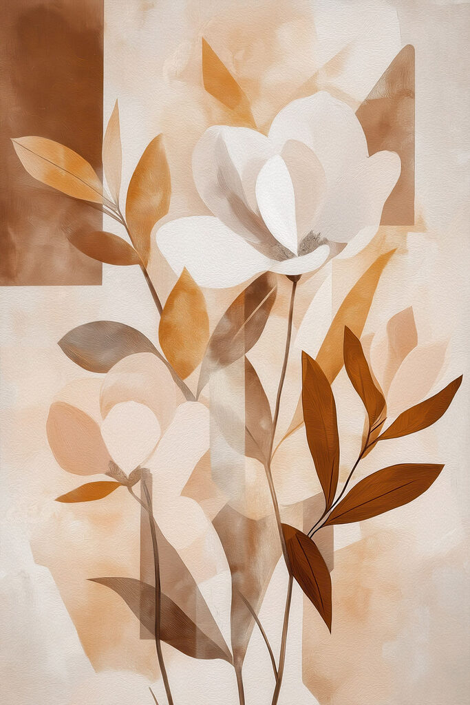 Painting of flowers and leaves Painting of flowers and leaves