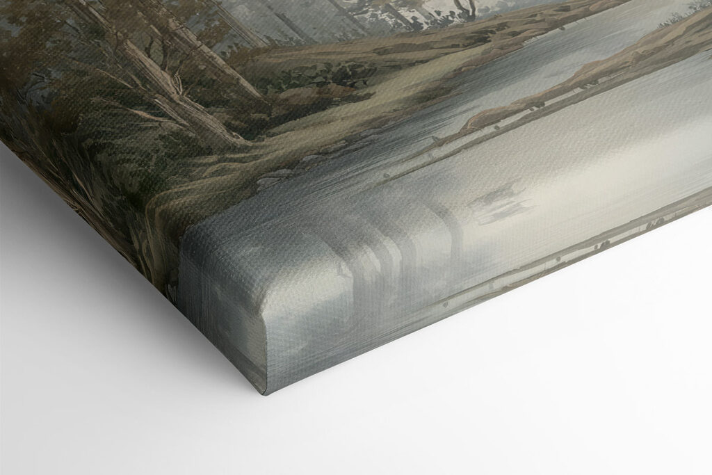 Landscape of a river with trees and mountains