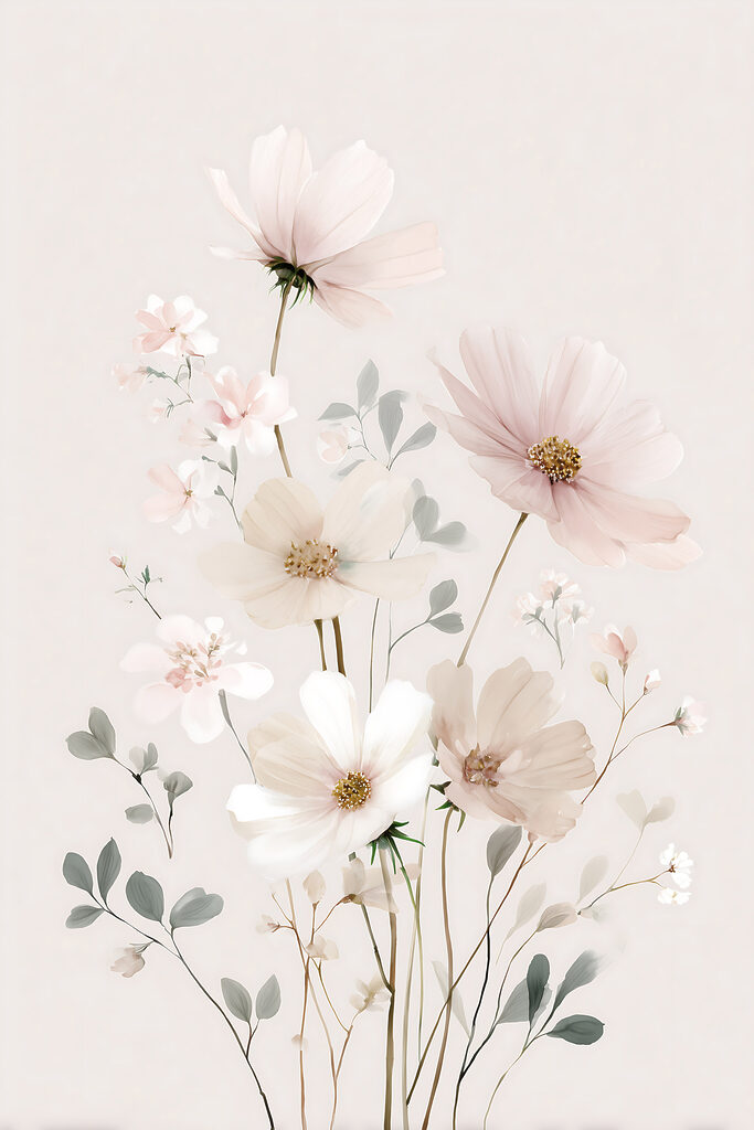 Delicate blooms in soft pastel hues