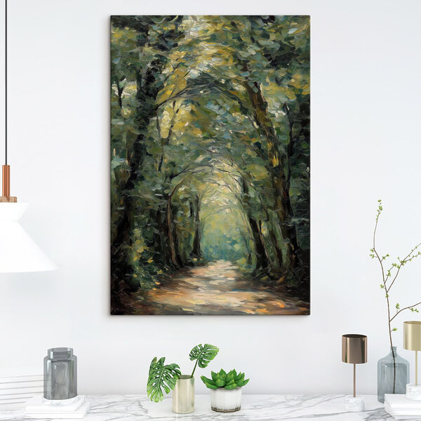 Painting of a path through a forest