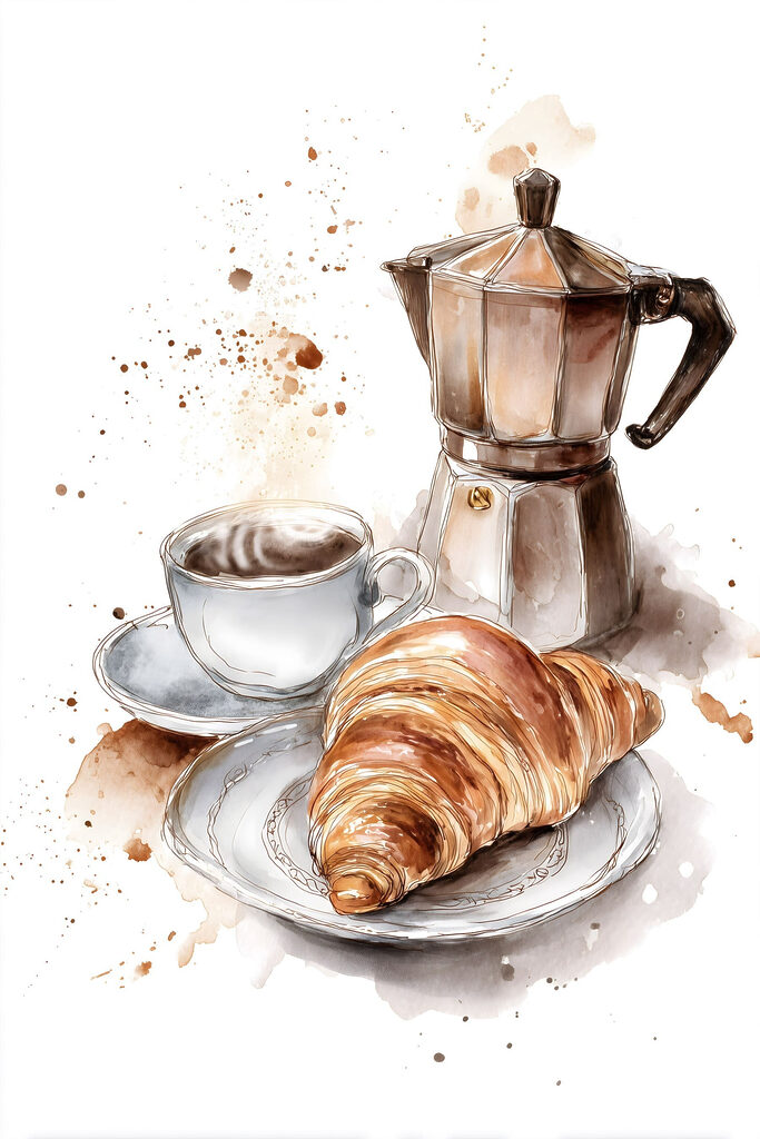 Croissant and a cup of coffee Croissant and a cup of coffee
