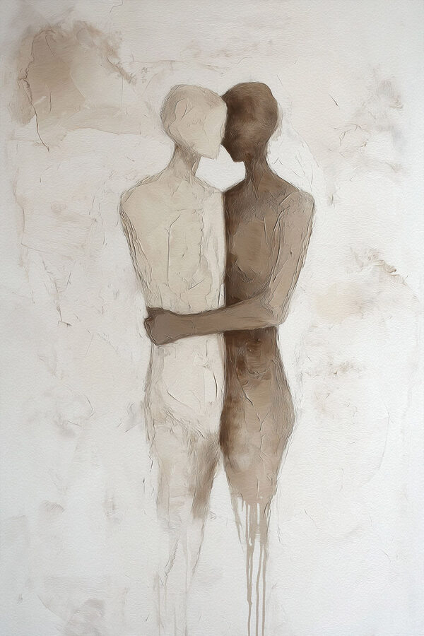 Drawing of two people hugging
