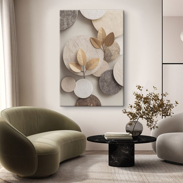 Group of circular objects with leaves Group of circular objects with leaves