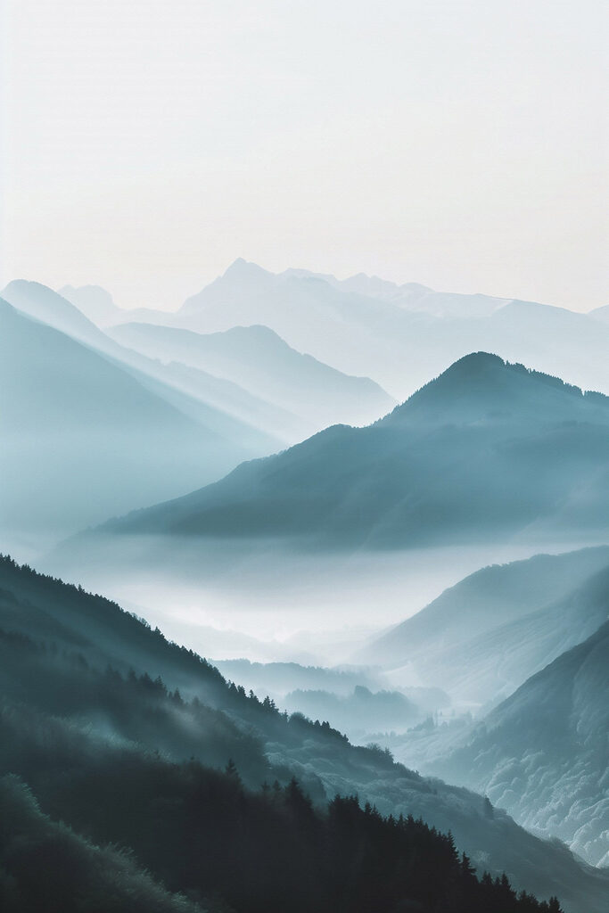 Foggy mountain range