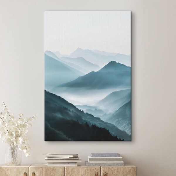 Foggy mountain range