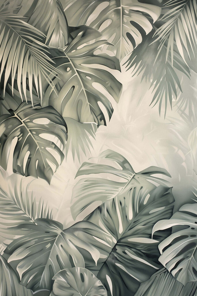 Lush green leaves in soft tones