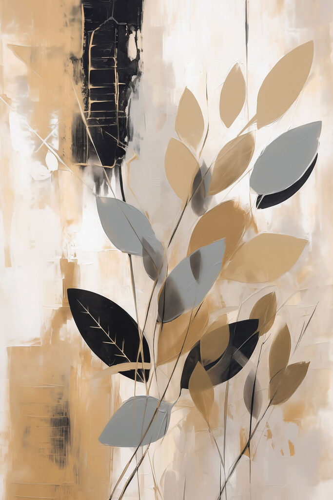 Painting of leaves on a wall