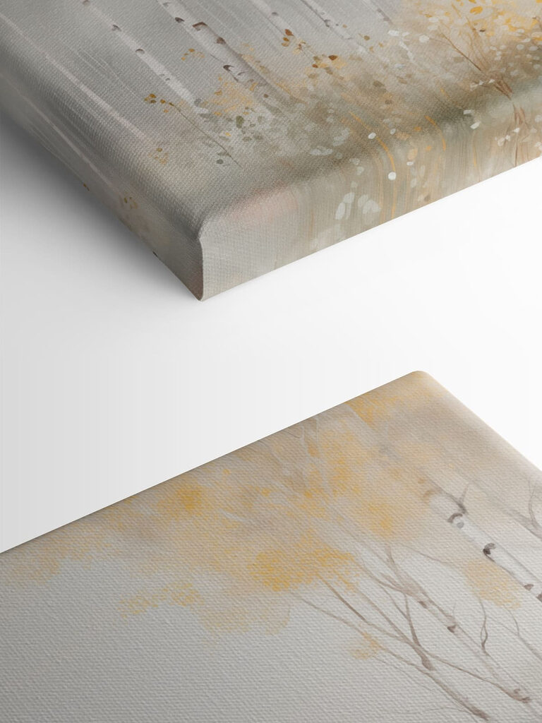 Painting of a forest with trees and flowers Painting of a forest with trees and flowers