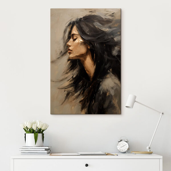 Painting of a woman with long hair Painting of a woman with long hair