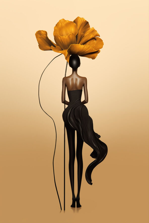 Statue of a woman with a flower on her head Statue of a woman with a flower on her head