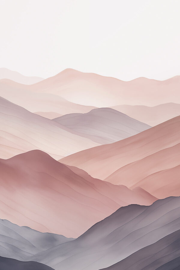 Landscape of hills with a foggy sky