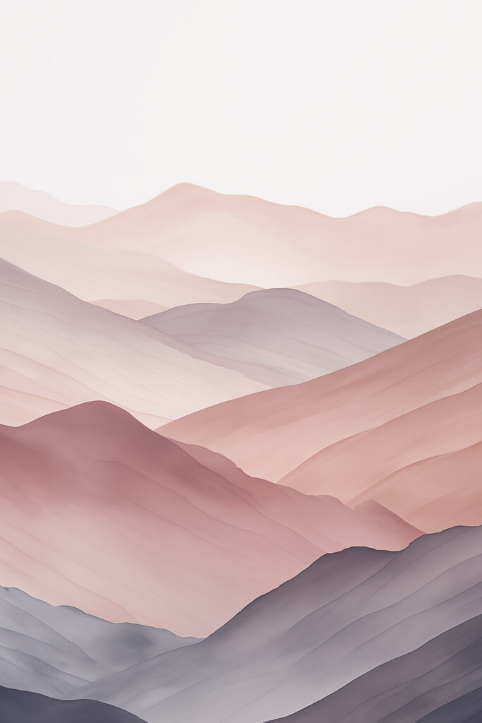 Landscape of hills with a foggy sky