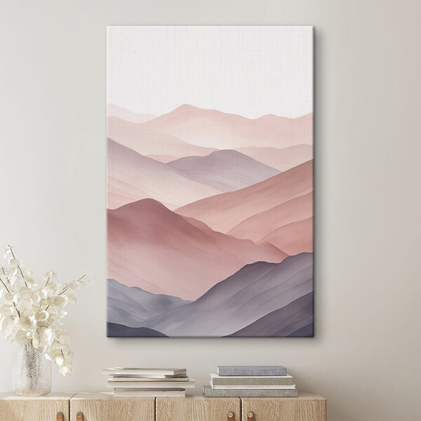 Landscape of hills with a foggy sky