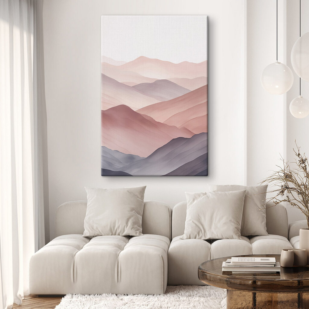 Landscape of hills with a foggy sky