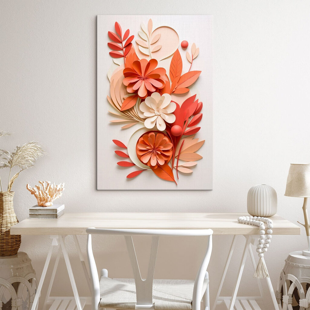 Paper flowers and leaves