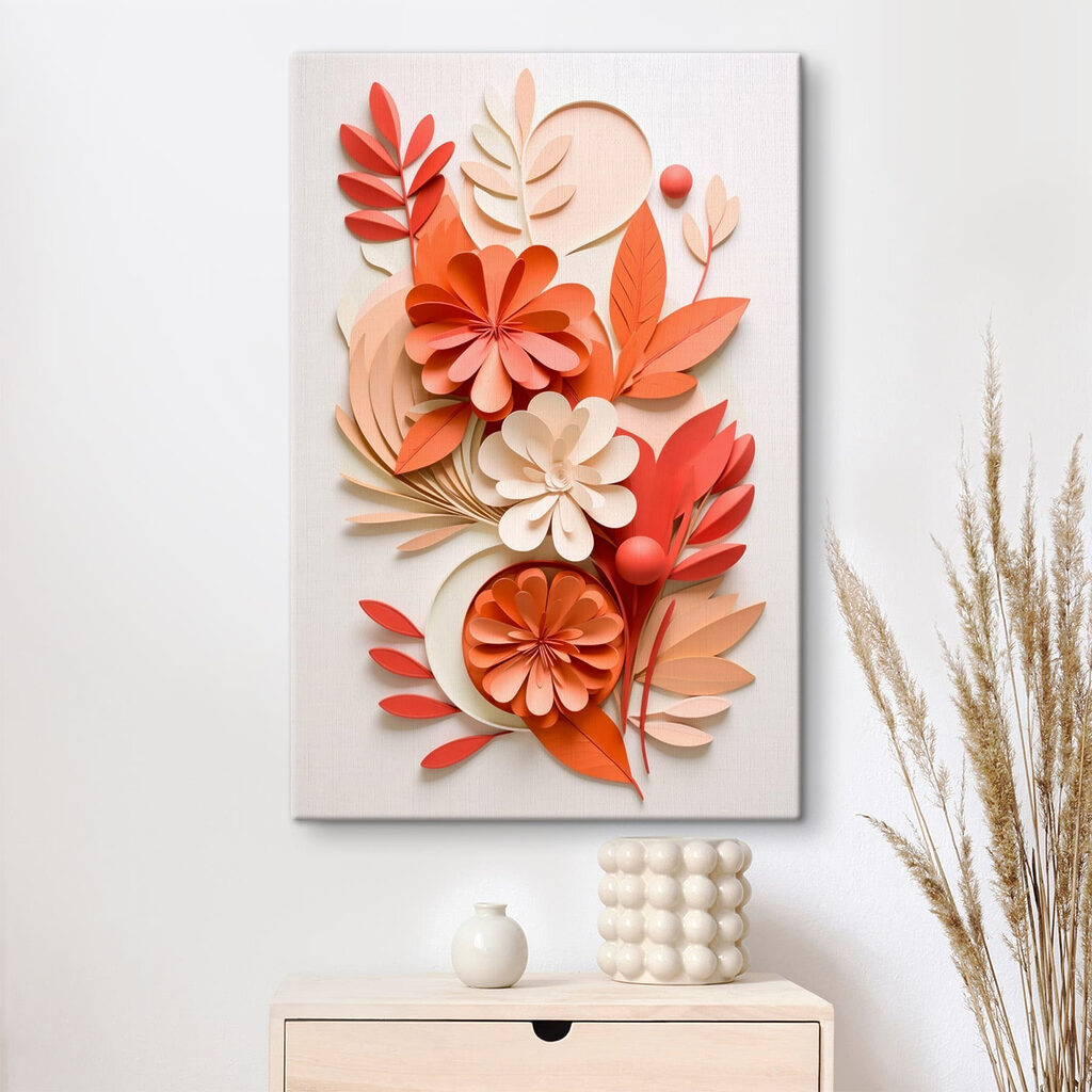 Paper flowers and leaves
