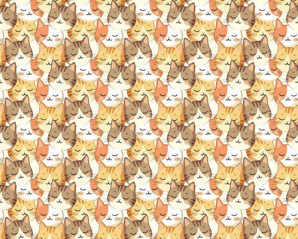 Group of cats in a row