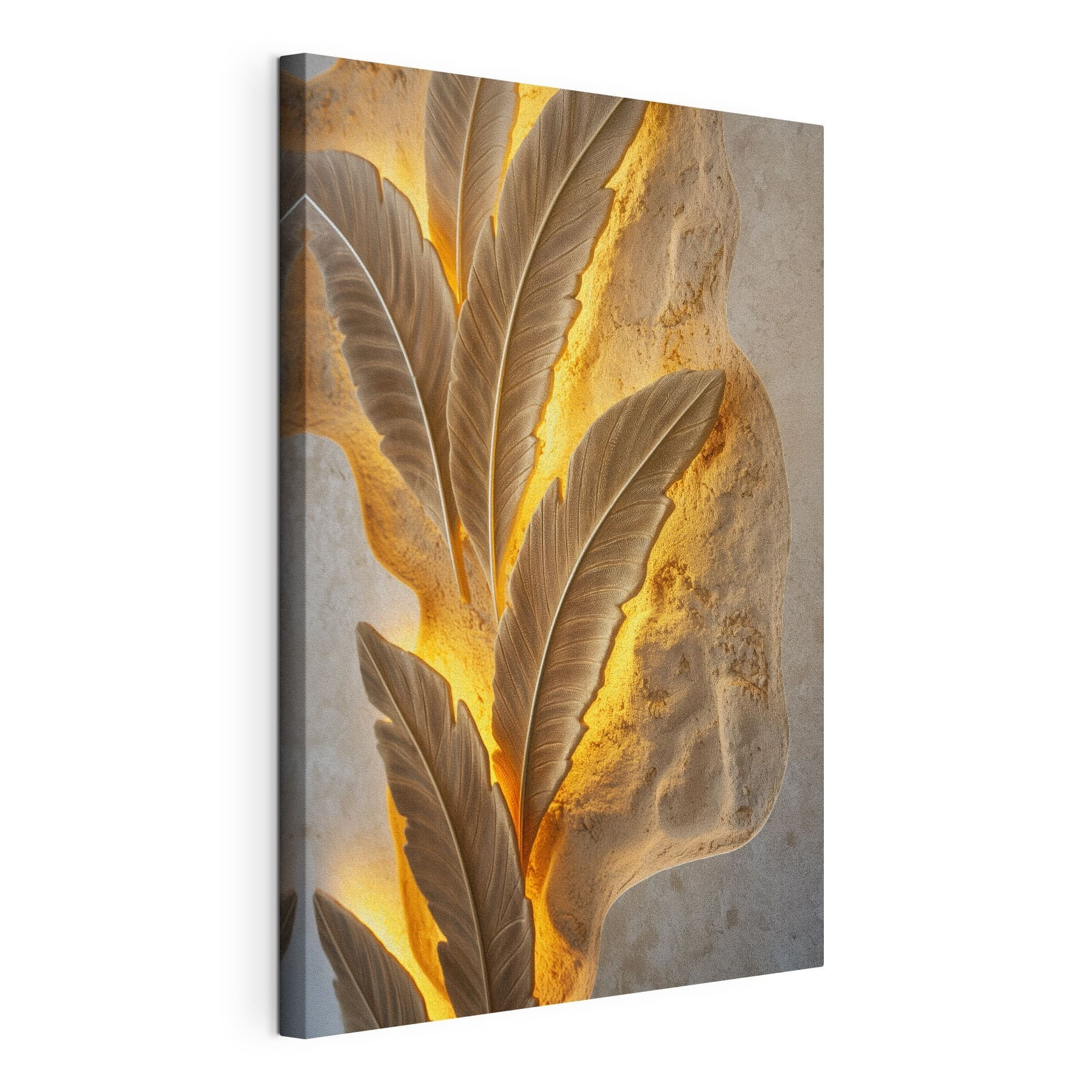 - Elegant leaf design on textured wall - Elegant leaf design on textured wall