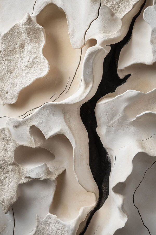 White rock with black line
