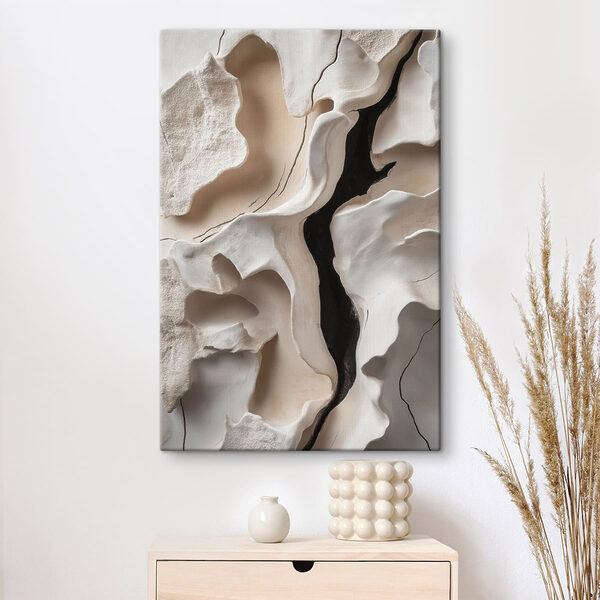 White rock with black line