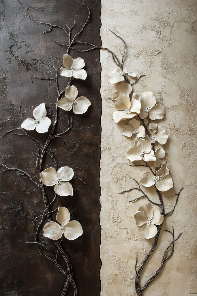 Gentle blooms on contrasting backgrounds