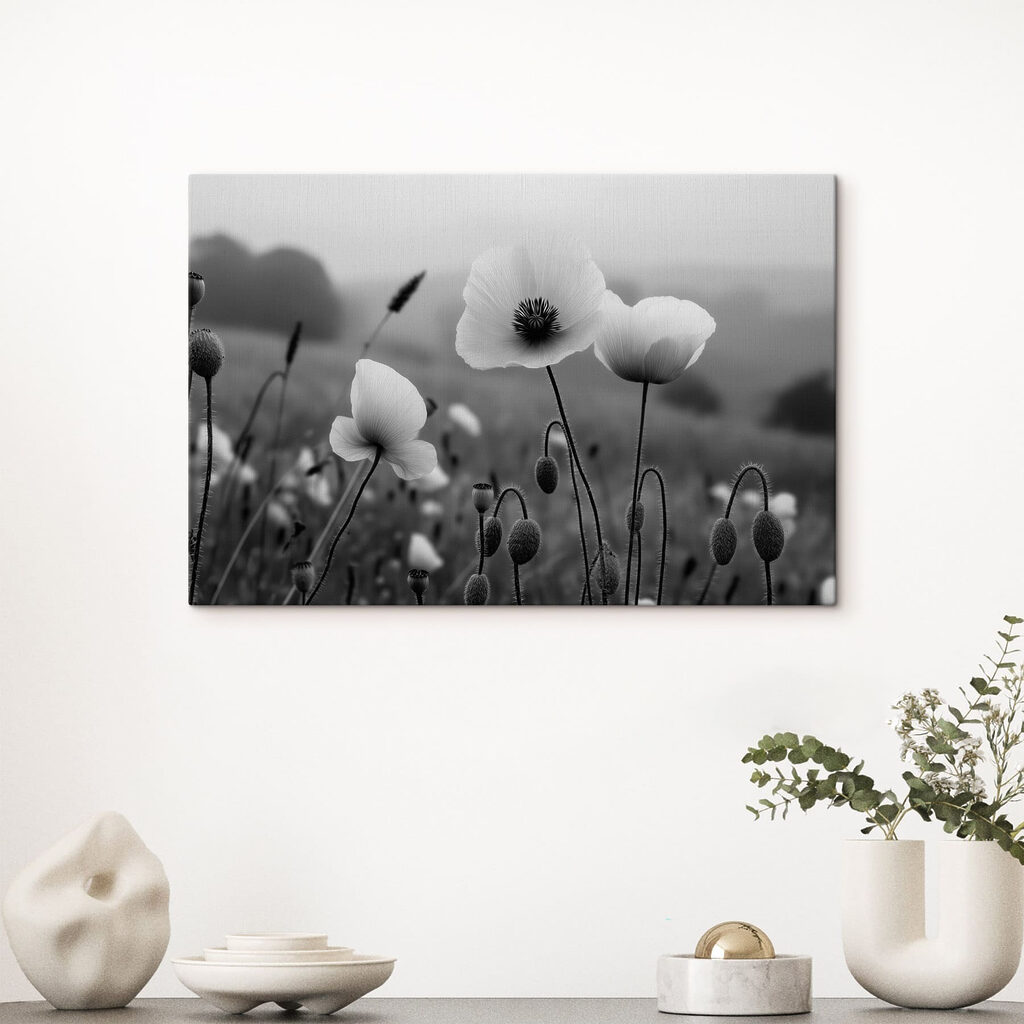 Delicate blooms in serene landscape