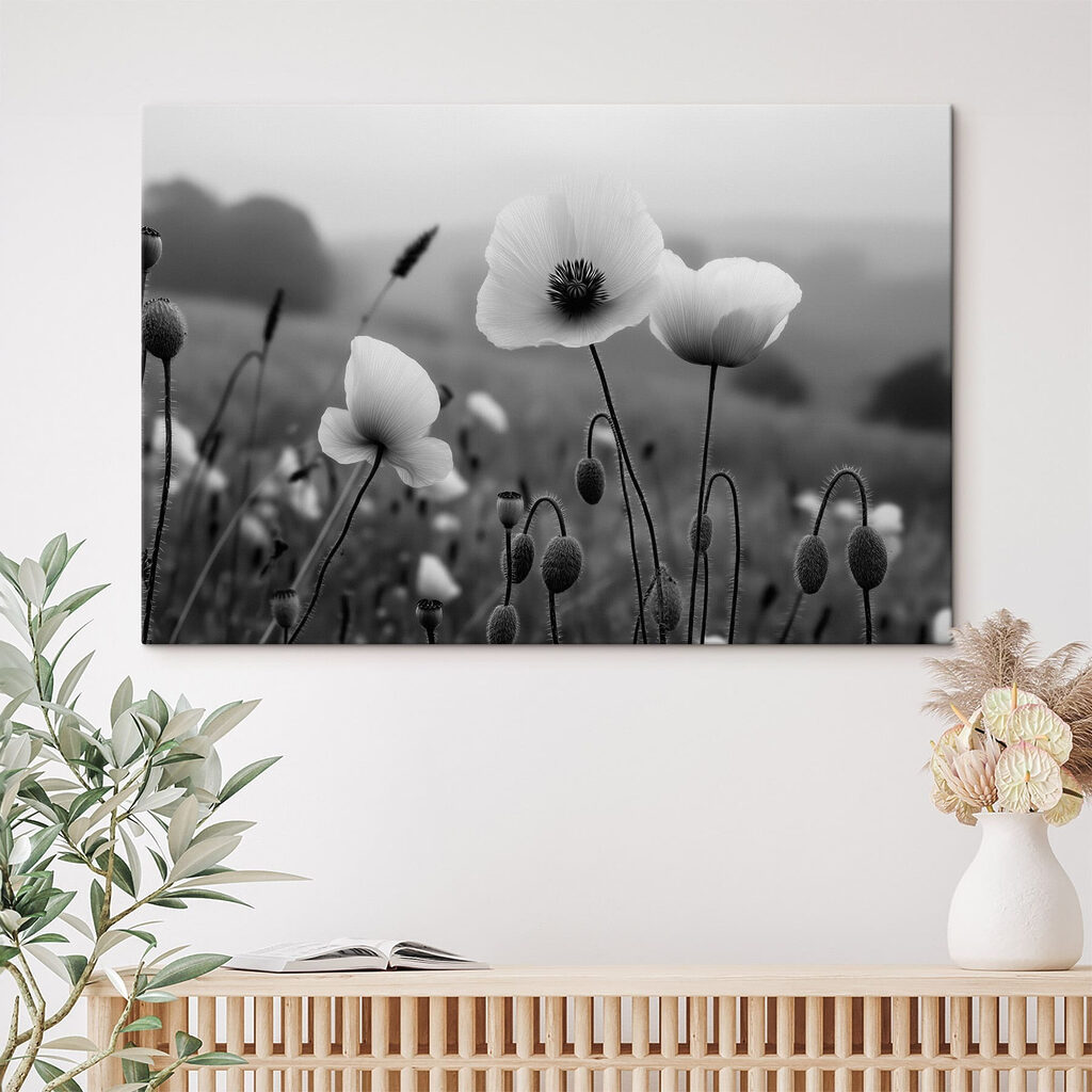 Delicate blooms in serene landscape
