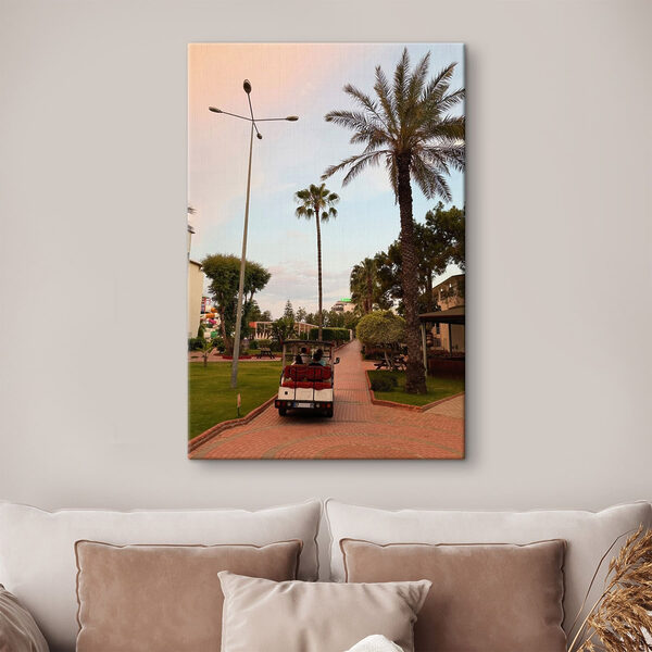 Group of people riding a golf cart