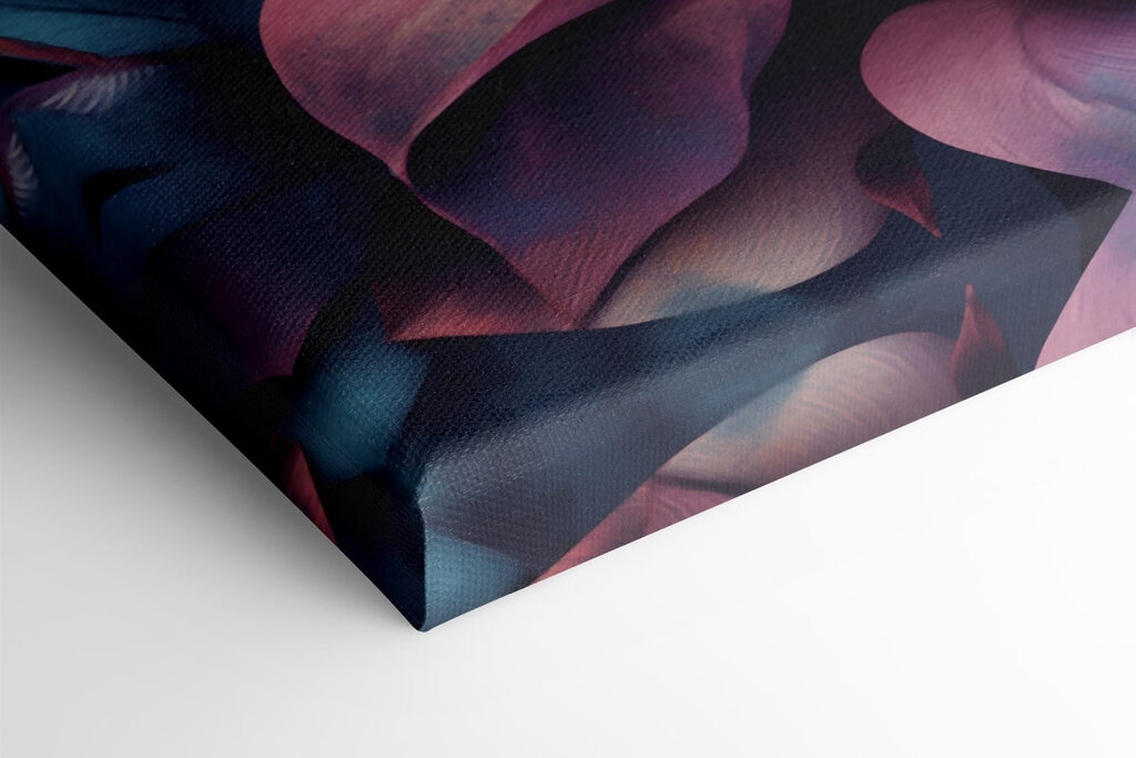 Vibrant blooms amidst abstract shapes