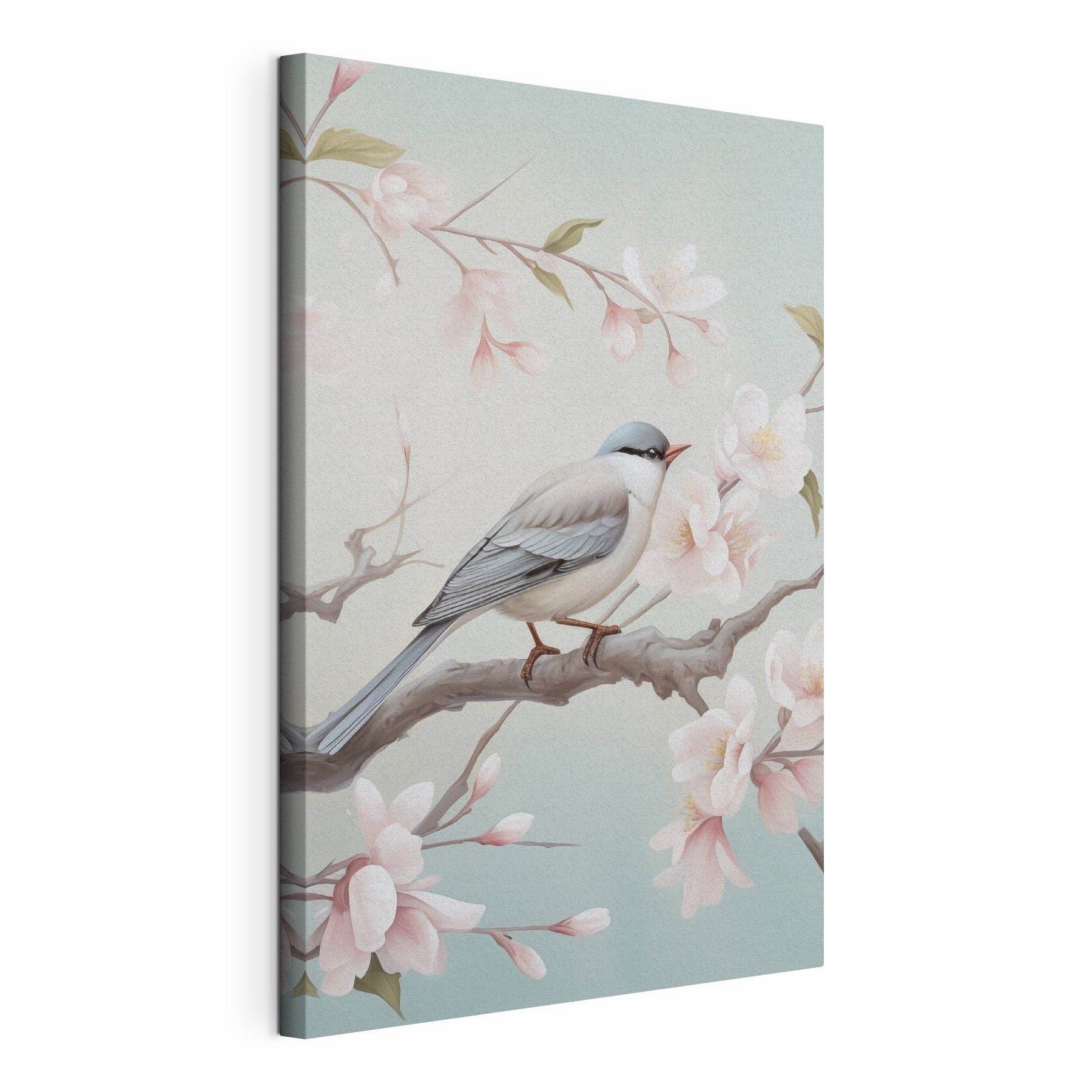 Bird on a branch with flowers