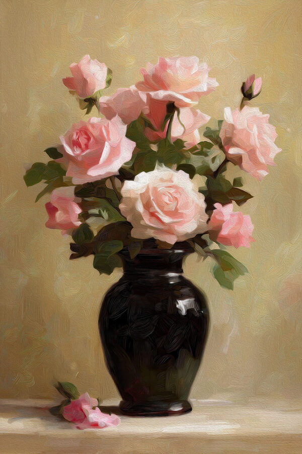Vase with pink flowers