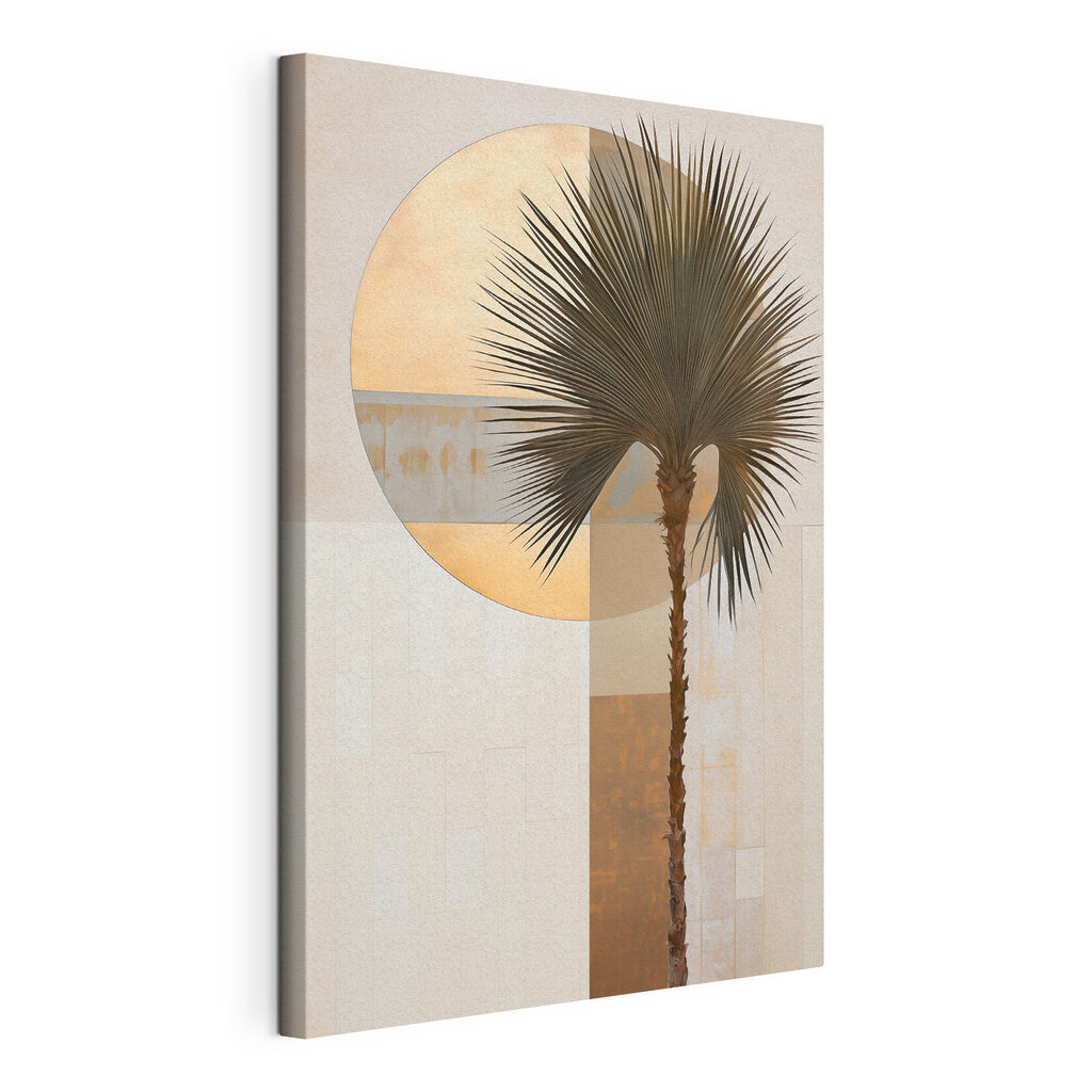 Palm tree in front of a circle Palm tree in front of a circle
