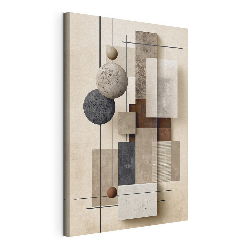 Wall art with different textures and circles