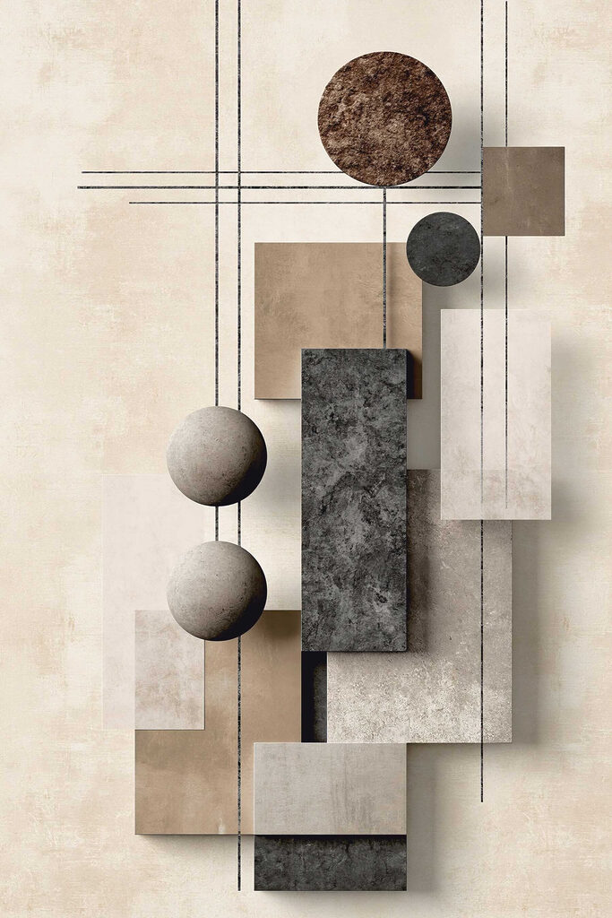 Wall art with geometric shapes and circles