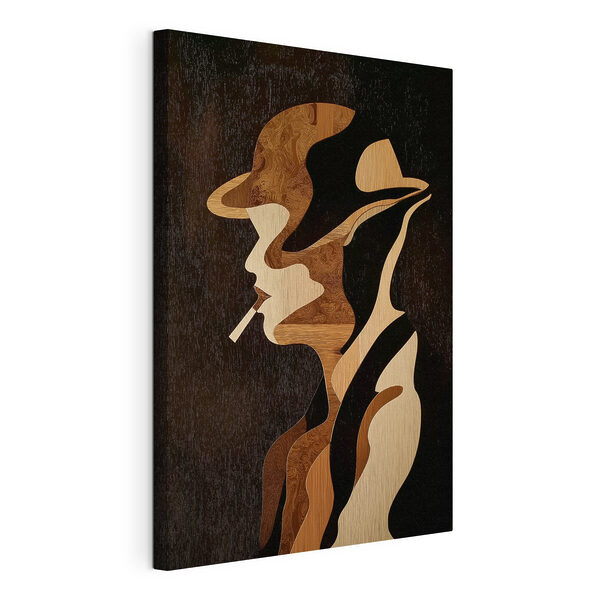 Wood carving of a man smoking a cigarette Wood carving of a man smoking a cigarette