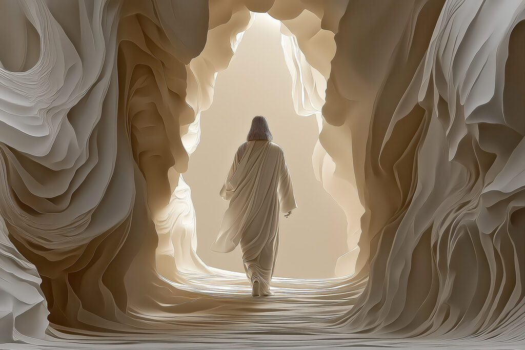 Person walking in a cave
