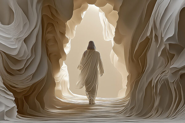Person walking in a cave