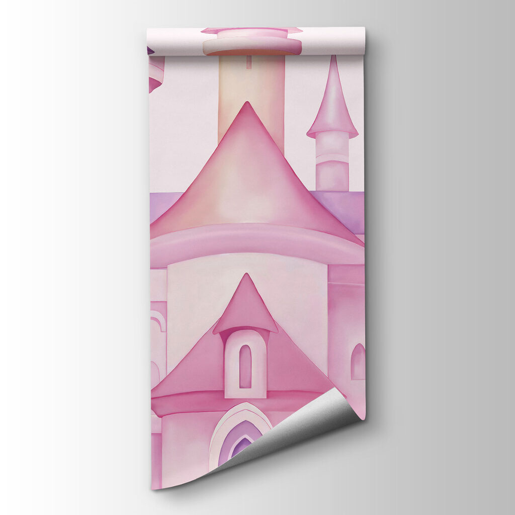 Pink castle with butterflies and pink clouds Pink castle with butterflies and pink clouds